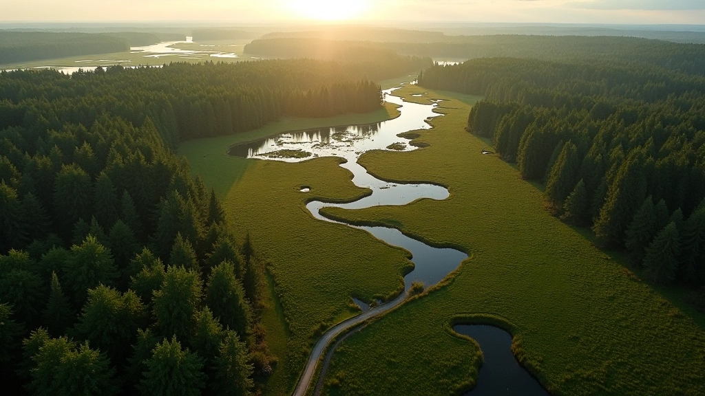 Žemaitijos parko durpynų ir pelkių peizažas iš oro